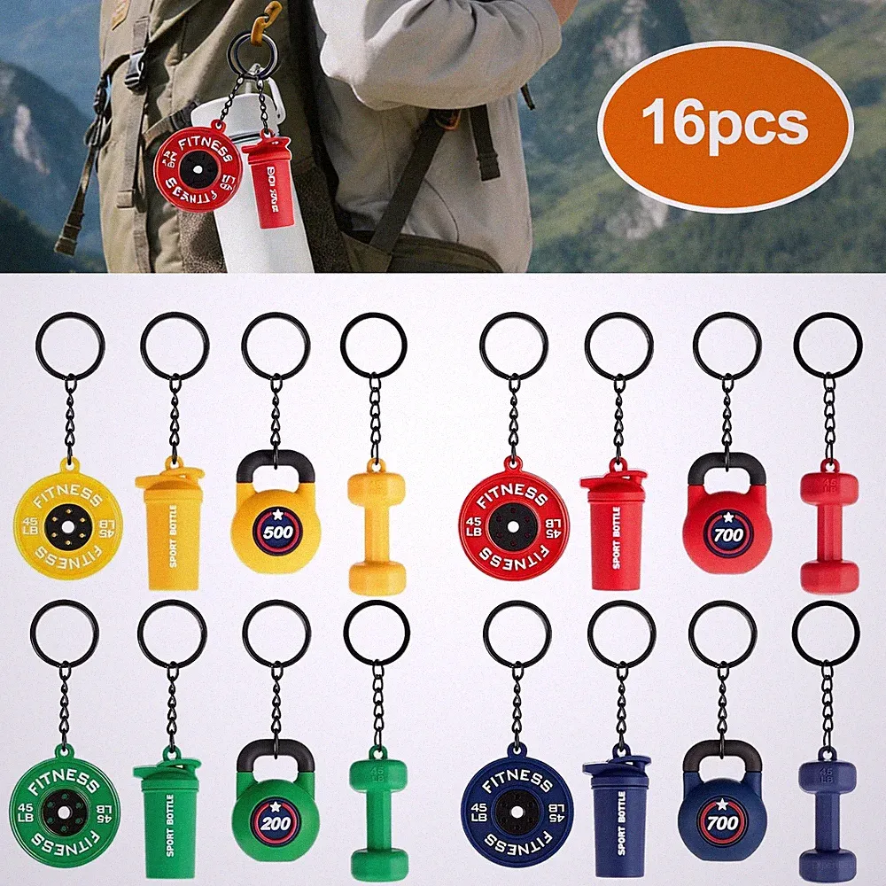 stainless steel dumbbell keychain