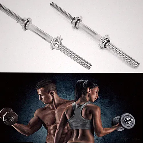 17.7" Dumbbell Handle Weight Bar Weight Lifting Collars Metal Dumbbell Chrome