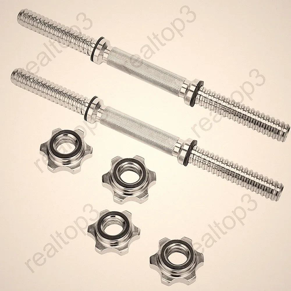 17.7" Dumbbell Handle Weight Bar Weight Lifting Collars Metal Dumbbell Chrome
