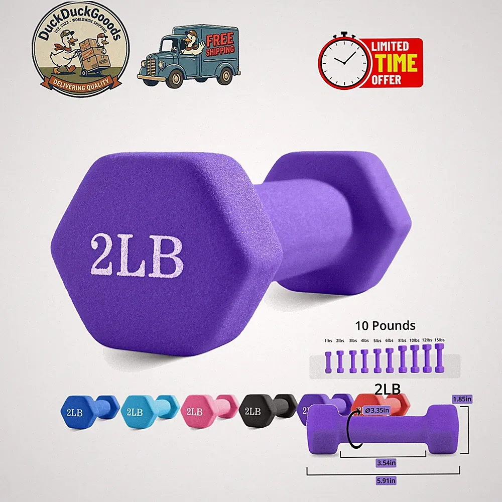 1LB-3LB Neoprene Dumbbells - Stylish Hexagonal Design for Secure Grip Training