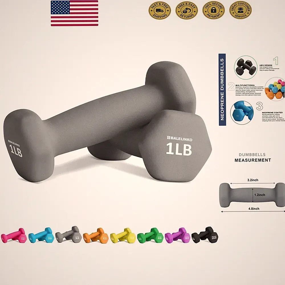 1lb Neoprene Dumbbells Pair - Ideal for Strength Training and Yoga Exercises