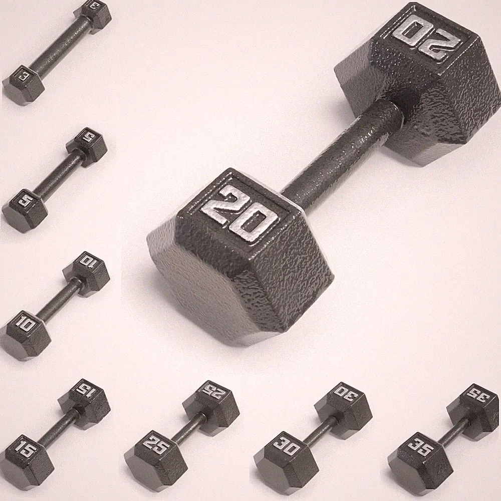 1x Cast Iron Hex Dumbbell Dark Gray Single Dumbbell 3/5/10/15/20/25/30/35/40lb #