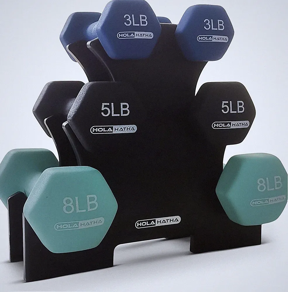 2, 3, 5, 8, and 10 Pound Neoprene Dumbbell Free Hand Weight Set with Rack, Ideal