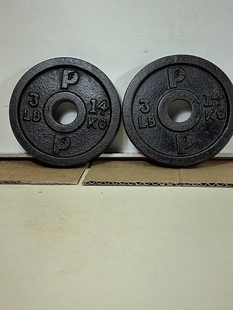 (2) 3 Pound Prosport Barbell Dumbbell Weight Plates Fits Standard 1 Inch Bar