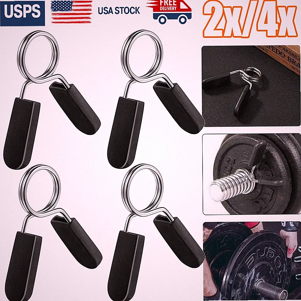 2/4*Barbell Clamps Dumbbell Spring Clip Circlip Collars 1 Inch Weight Bars Clips