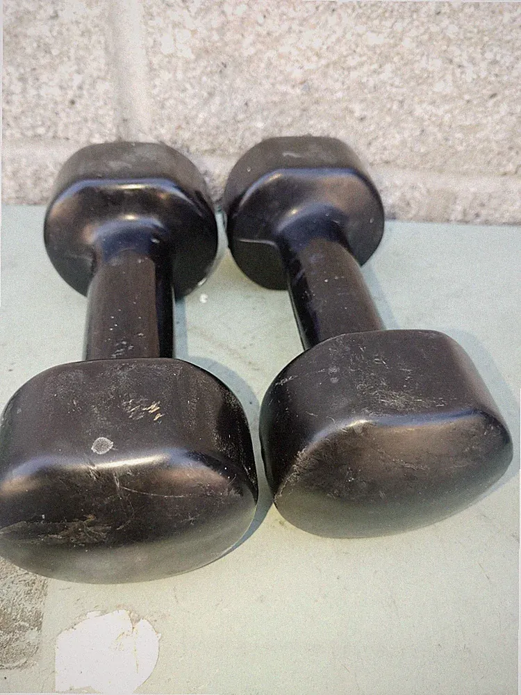 2 8 lb Vinyl Plastic Coated Dumbbells Hex Hand Weight 16 lbs Workout free ship