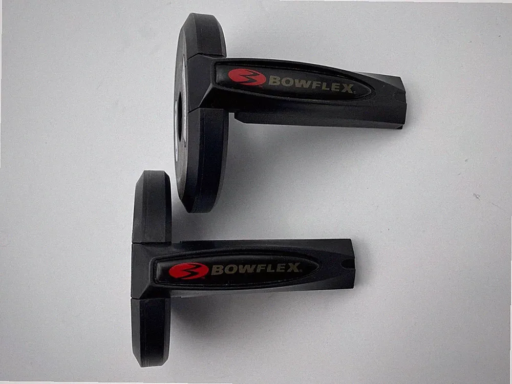 2- Bowflex 1090 Dumbbell Replacement Handle Part Black Tab Endcap Dial Lock Disc