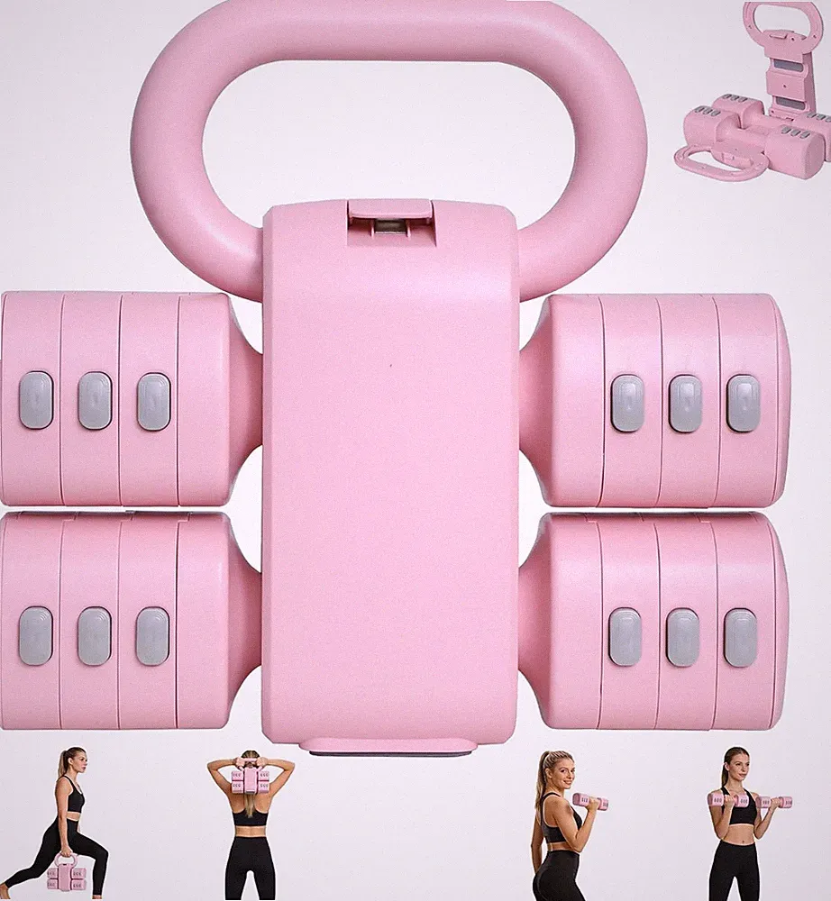 2-IN-1 Adjustable Dumbbell & Kettlebell Set, 4-Levels Hand Weights