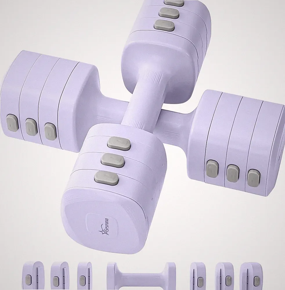 2-In-1 Adjustable Dumbbell & Kettlebell Set for Women (1.1-12.1 Lbs), Quick-Chan