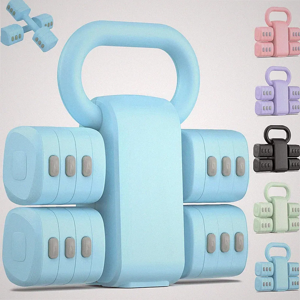 2-in-1 Adjustable Dumbbell Set, 5 Levels Hand Weights for Women Men, Each 2.2...