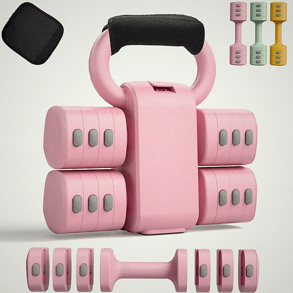 2-in-1 Adjustable Dumbbell Set for Women - 4 Levels (2.2lbs to 12.1lbs) - Hom...