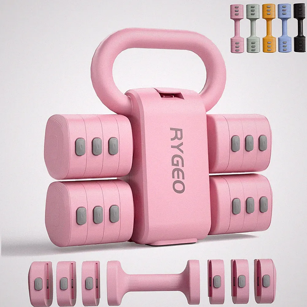 2-in-1 Adjustable Dumbbell Set for Women - 4 Levels (2.2lbs to 12.1lbs) - Hom...