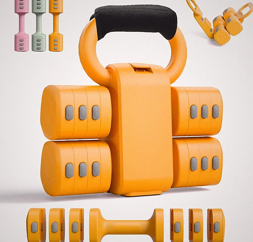 2-in-1 Adjustable Dumbbells & Kettlebell Set, 4 Levels Weight Quick Change(2.2