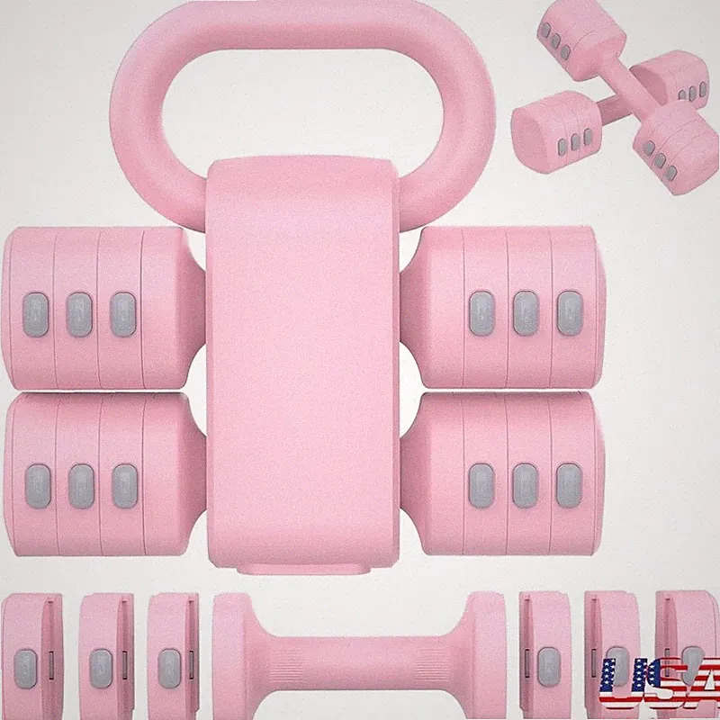 2-in-1 Adjustable Dumbbells & Kettlebell Set Portable Training Weight System New