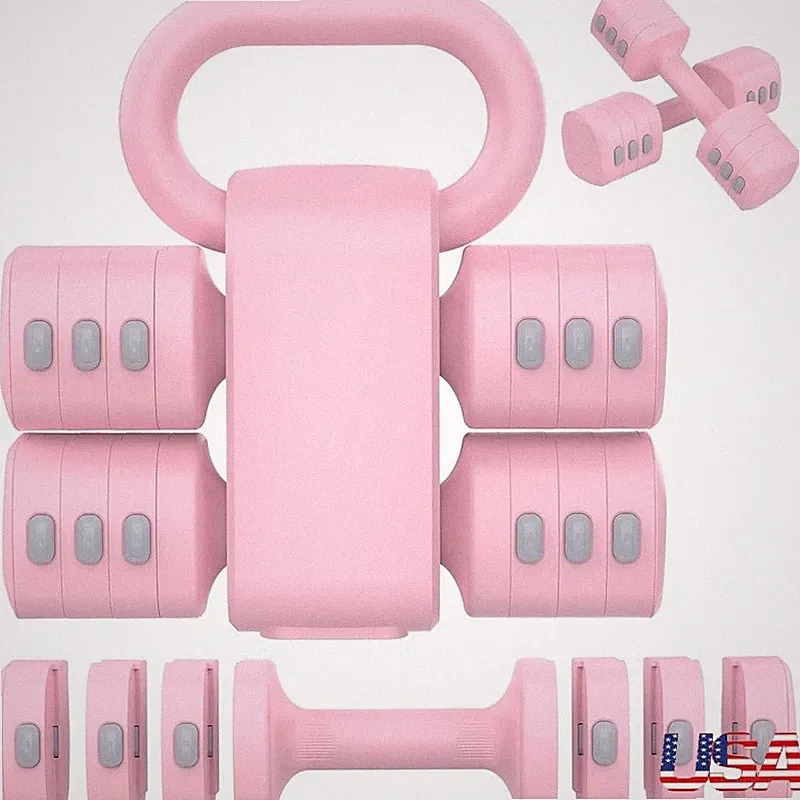 2-in-1 Adjustable Dumbbells & Kettlebell Set Portable Training Weight System New