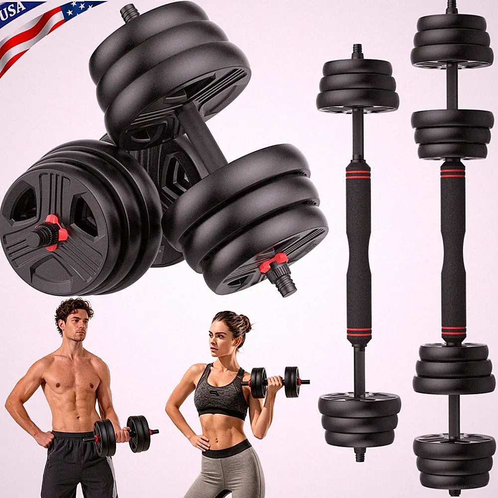 2 in 1 Adjustable Dumbbells Set, 20/30/40/60/80lbs Free Weight Set w Connector
