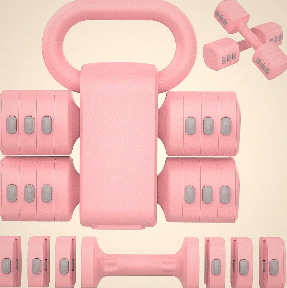 2-In-1 Adjustable Dumbbells Set, 4 Levels Weight Dumbbells Set for Women Men, Ea
