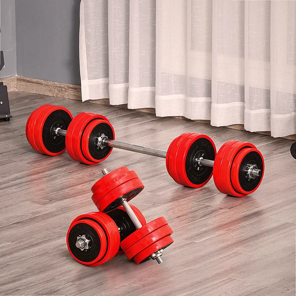 2-in-1 Free Weight Dumbbell Set & Barbell Weight Set Strength Training Equipment