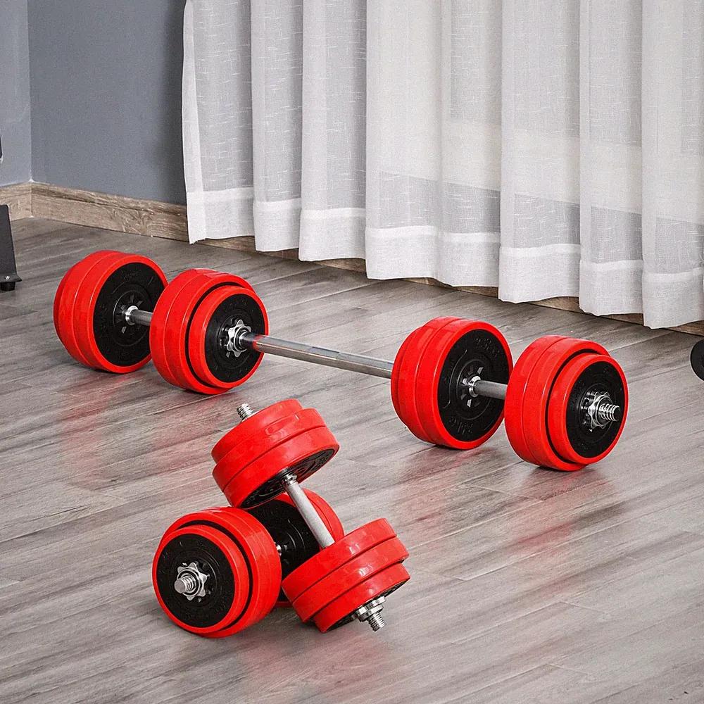 2-in-1 Free Weight Dumbbell Set & Barbell Weight Set Strength Training Equipment