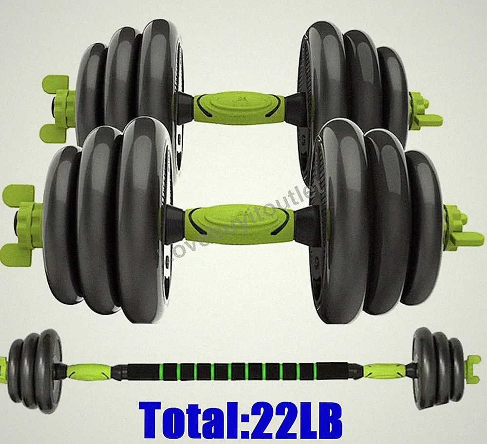 2 In 1 Plated Steel Adjustable Dumbbell 22lb dumbbell set and barbell set combo