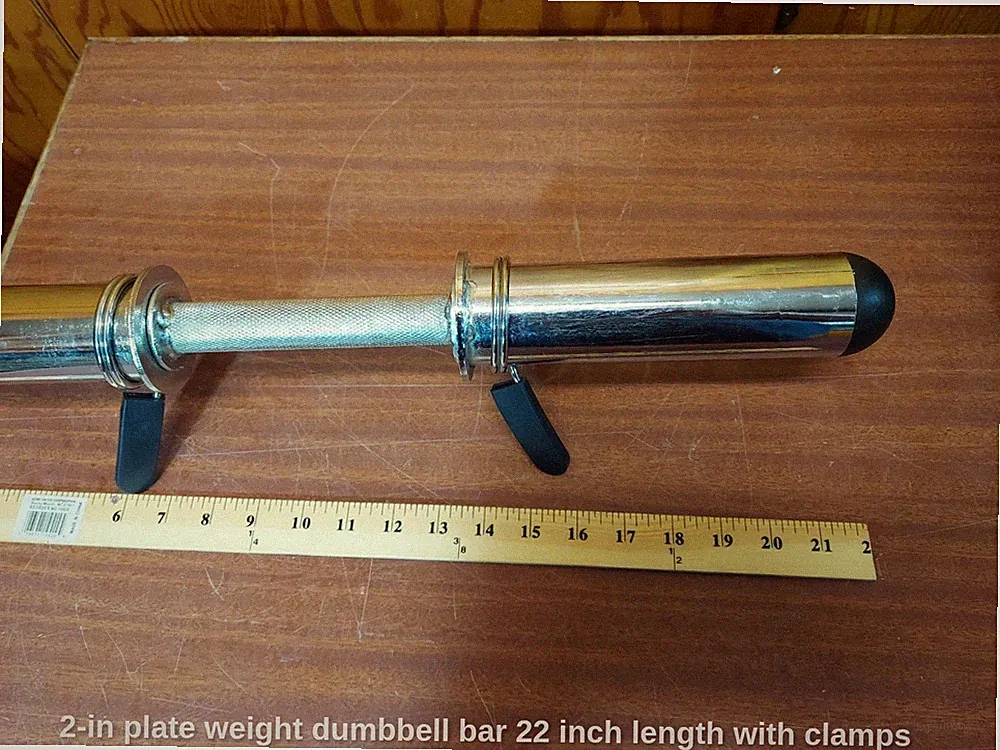 2-in plate weight dumbbell bar 22 inch length with clamps