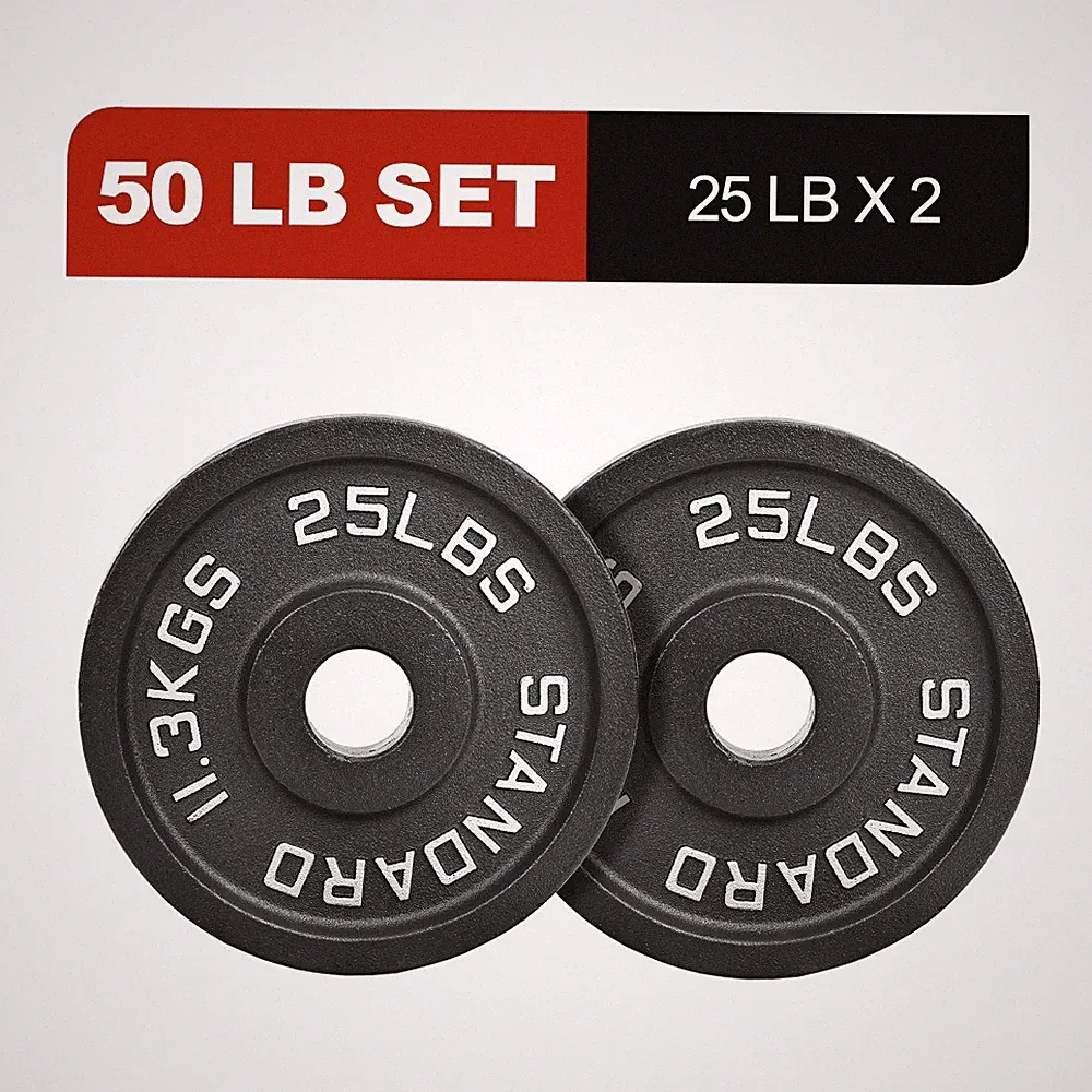 2-Inch Hole, 2-Pack or 4-Pack Options (25LB X 2), Black with Silver Numbers