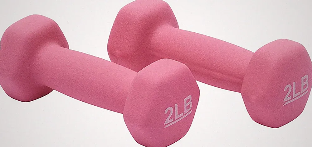 2 lb Neoprene Dumbbell Pair Pink Hex Hand Weights for Home Gym Strength Training