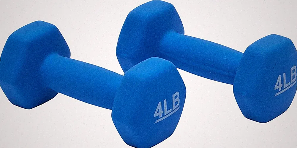2 Pack 4LB Neoprene Dumbbells Blue Hex Weights Non-Slip Grip for Home Workout