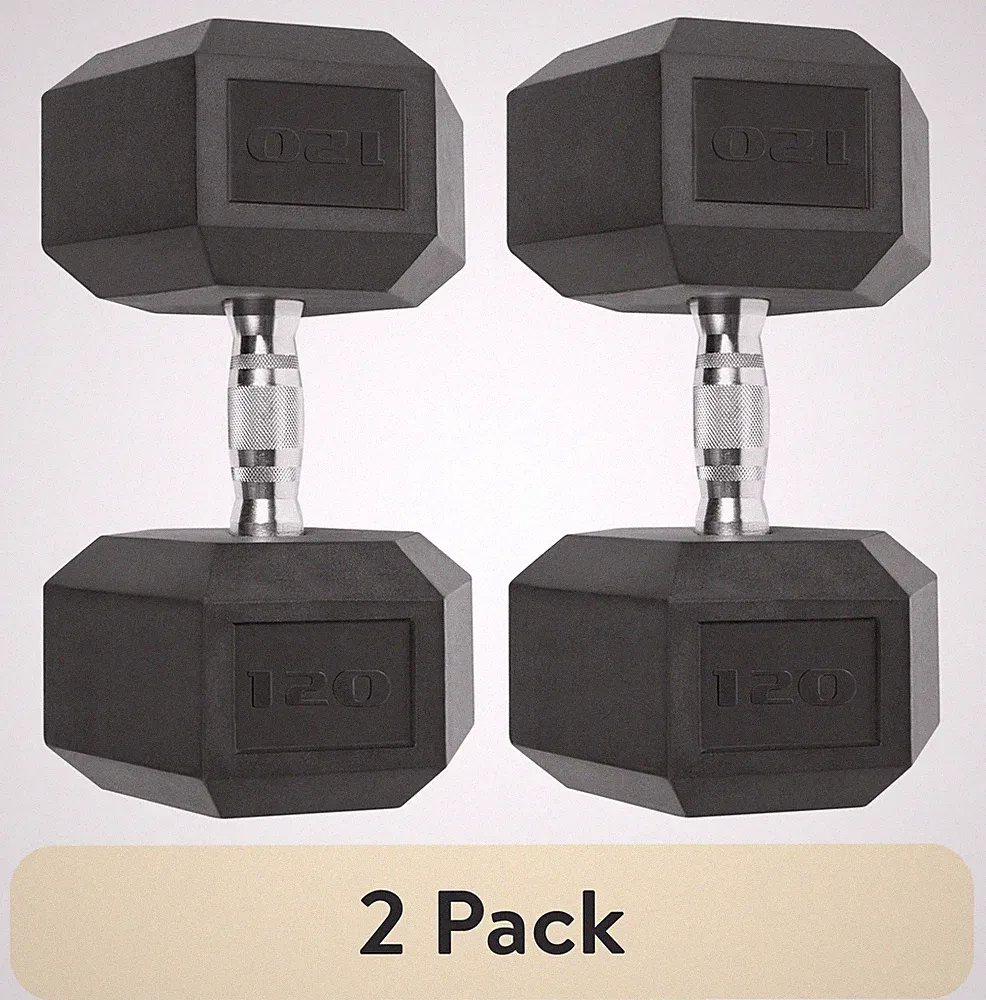 (2 Pack) Barbell, 120Lb Coated Hex Dumbbell, Single