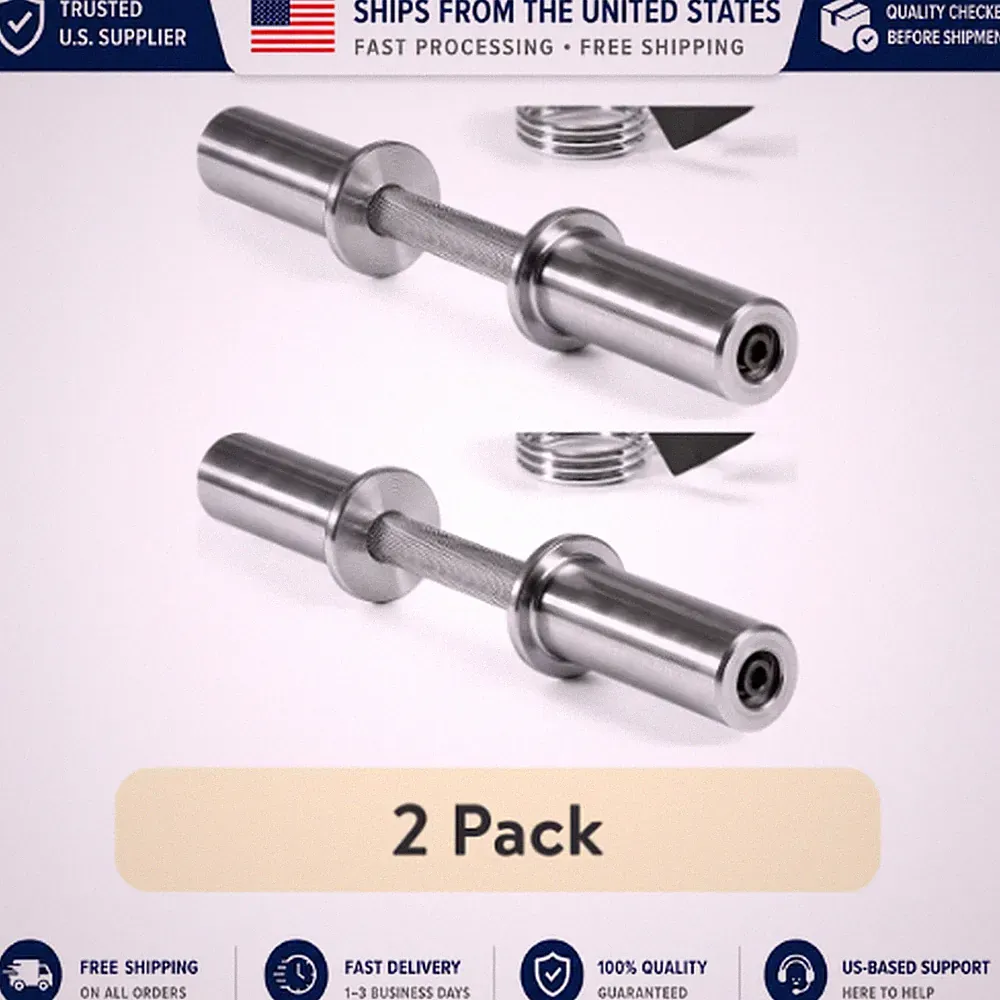 2 Pack CAP Barbell 16" Olympic Dumbbell Handles 2" Plates Solid Steel 140 lb