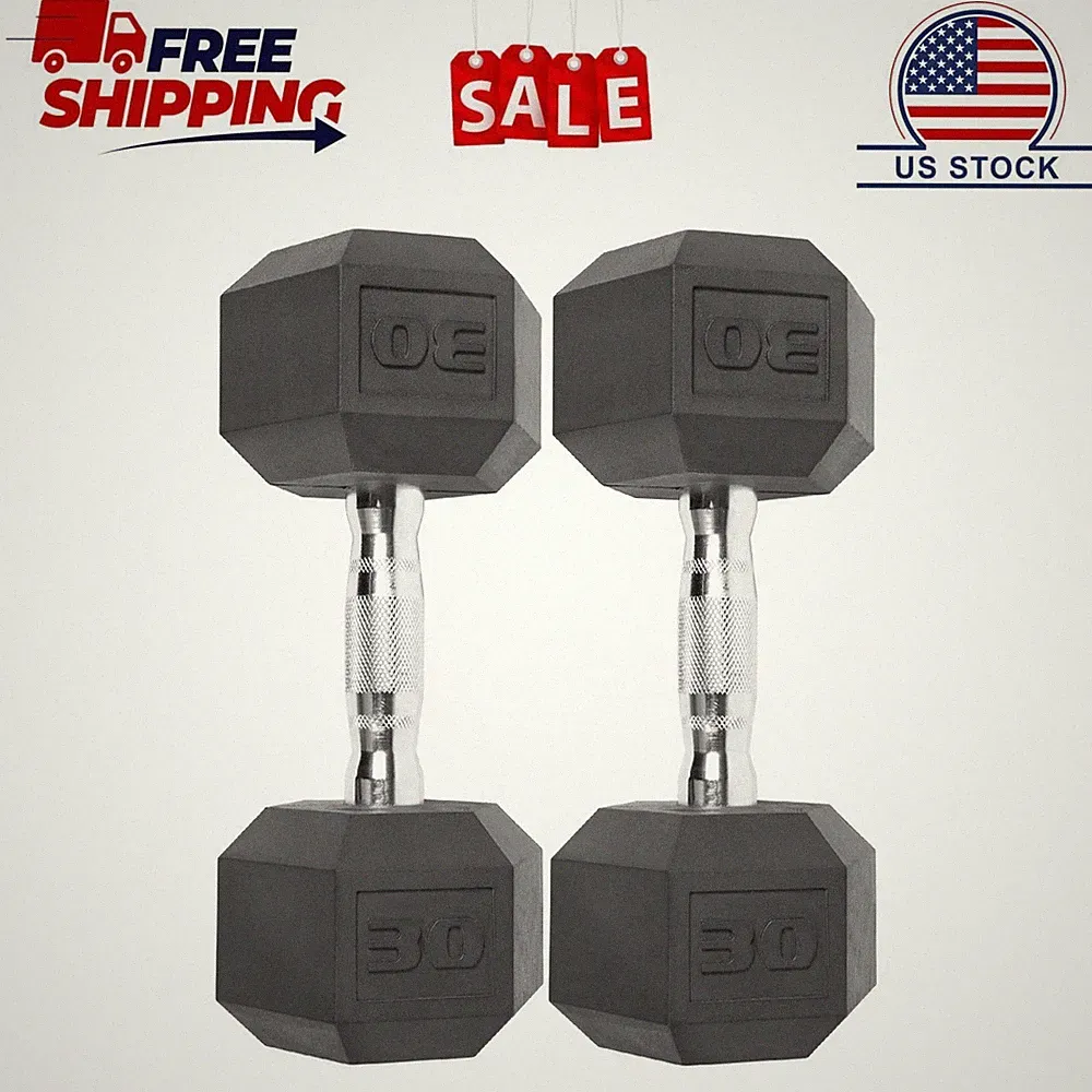 (2 pack) CAP Barbell Coated Hex Dumbbell, Single 30 lbs