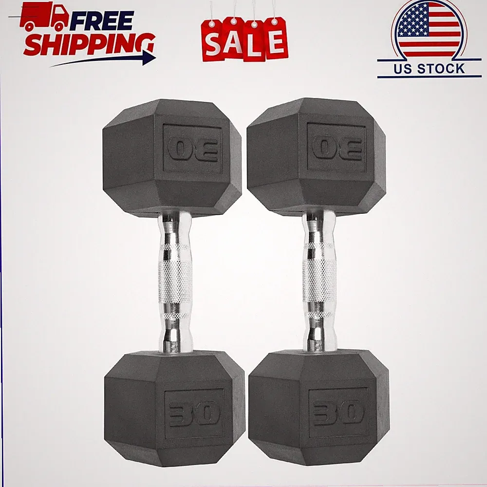 (2 pack) CAP Barbell Coated Hex Dumbbell, Single 30 lbs