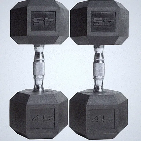 (2 pack) CAP Barbell Coated Hex Dumbbell, Single 45 Lbs