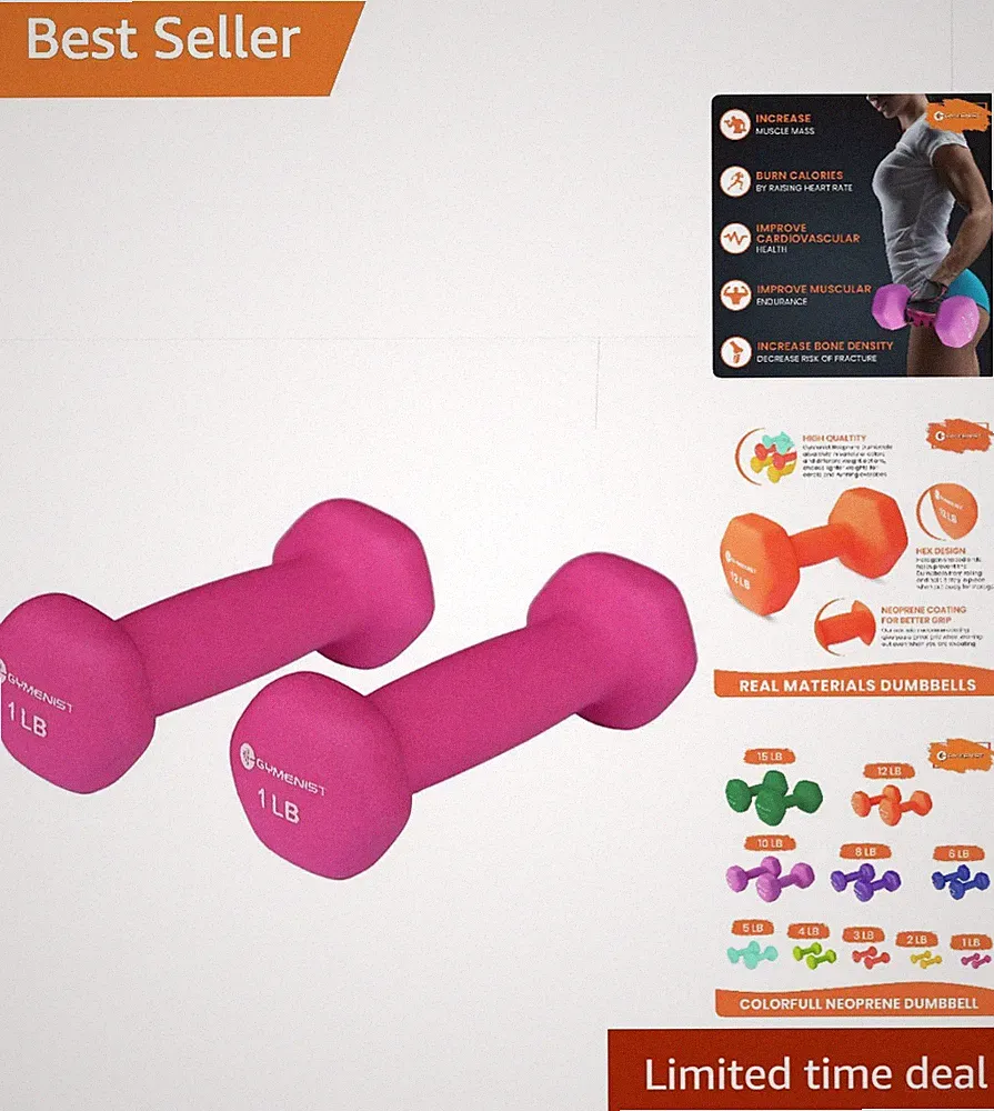 2-Pack Soft Non-Slip Grip Dumbbells - Perfect for Cardio & Strength Training
