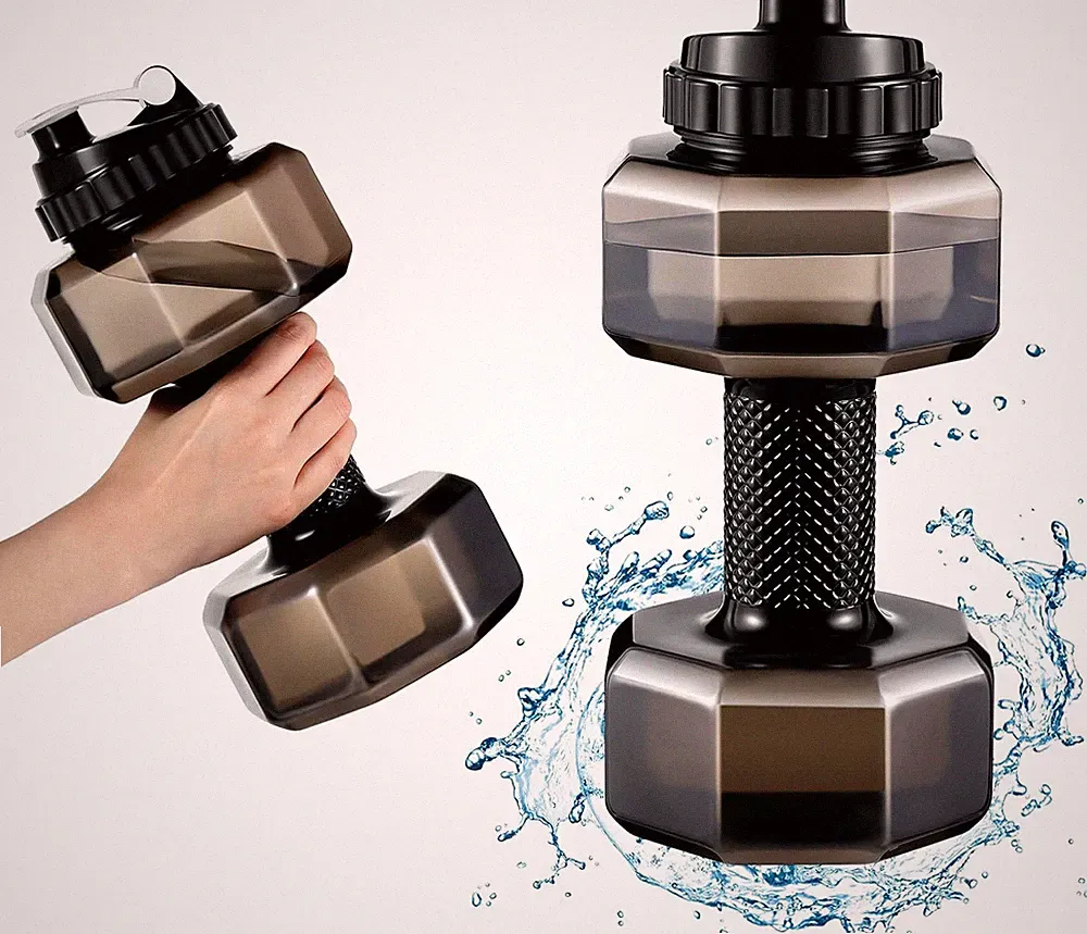 2 Pcs 75 Oz Dumbbell Water Bottle Gym Gifts for Men Water Battle Big Capacity PE