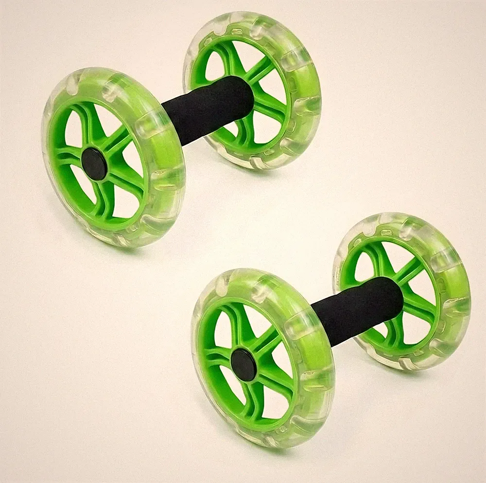 2 PCS Ab Roller Wheel Exercise Abdominal Roller Dumbbell Fitness Dual Wheel for