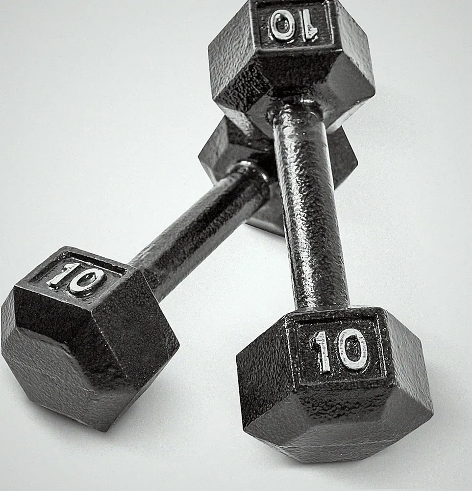 2 Pcs Black Dumbbells Pair Dumbbells Each 5/8/10/12/15 lb Cast Iron Hex Dumbbell
