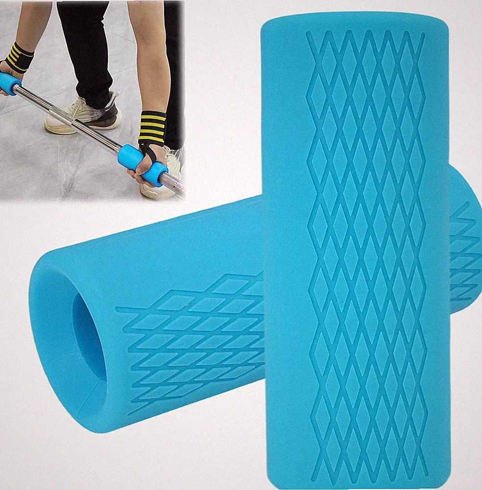 2 Pcs Dumbbell Bar Grips, 4" Non-Slip Rubber Barbell Gripz for Thick Bar Trainin
