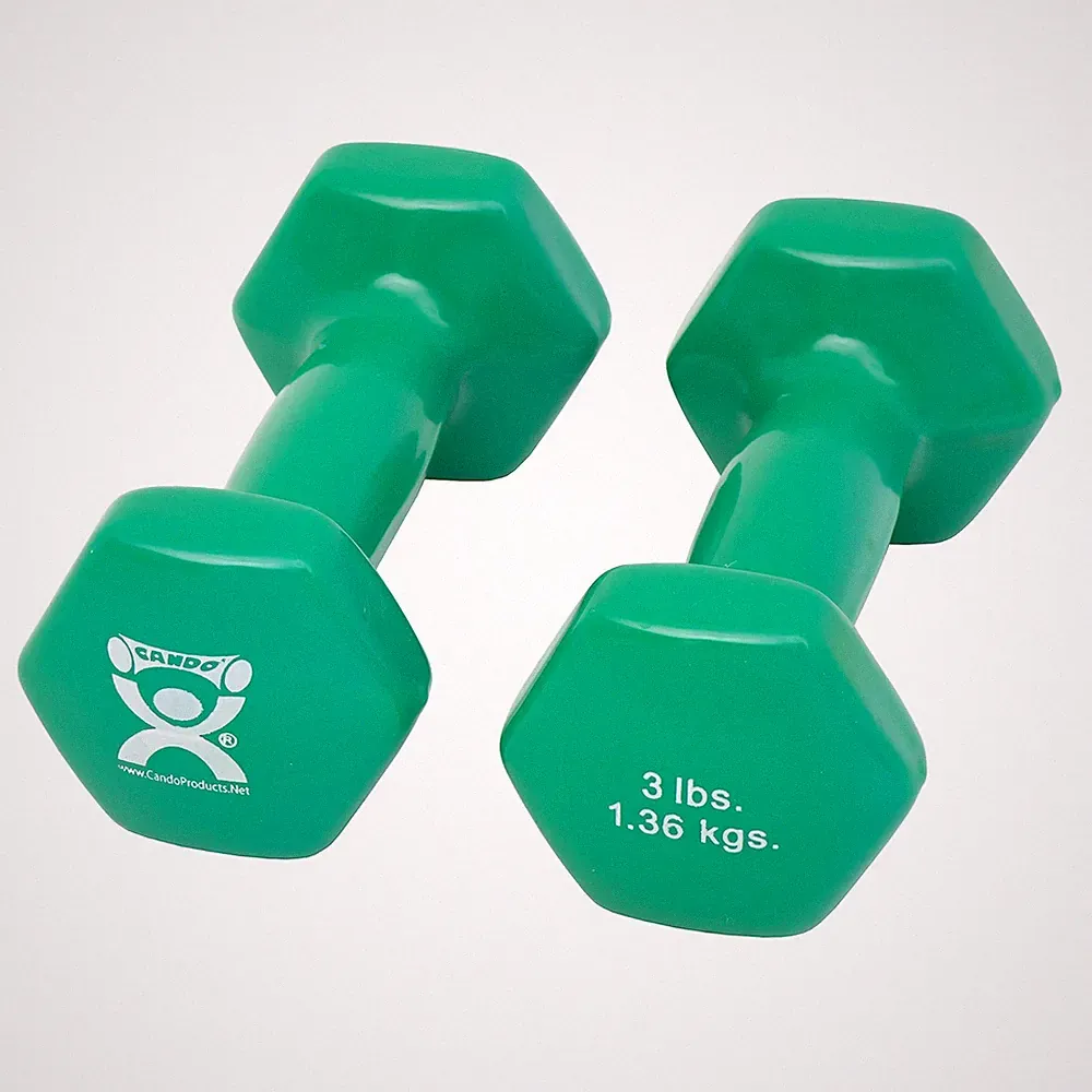 2 PCS Green 3 Lb Vinyl Coated Dumbbells Handheld Weights Muscle Training Gym