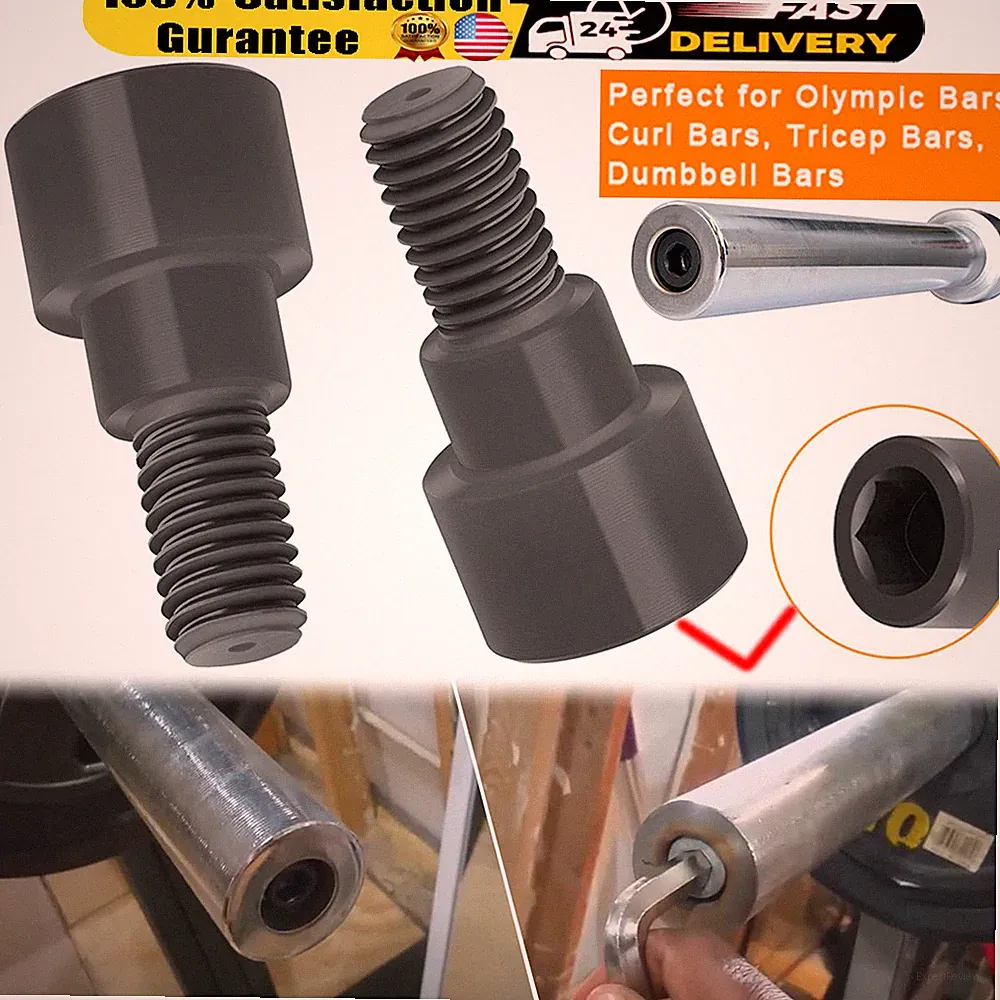 2-Pcs Hex Bolts For Olympic Bars, Curl Bars, Tricep Bars, Dumbbell Bars deadlift