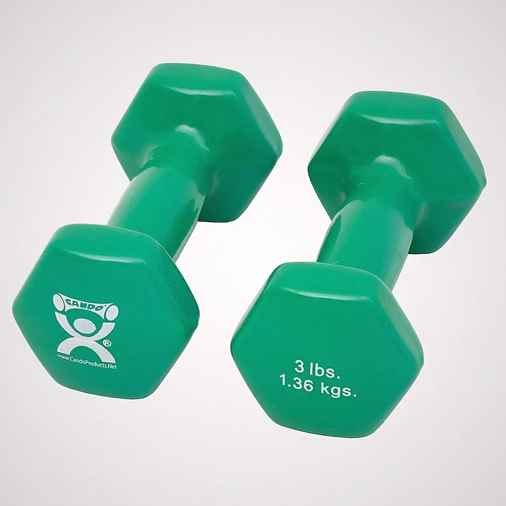 2 PCS Vinyl Coated Dumbbells Pair Handheld Weights AntiRoll Green 3 LB