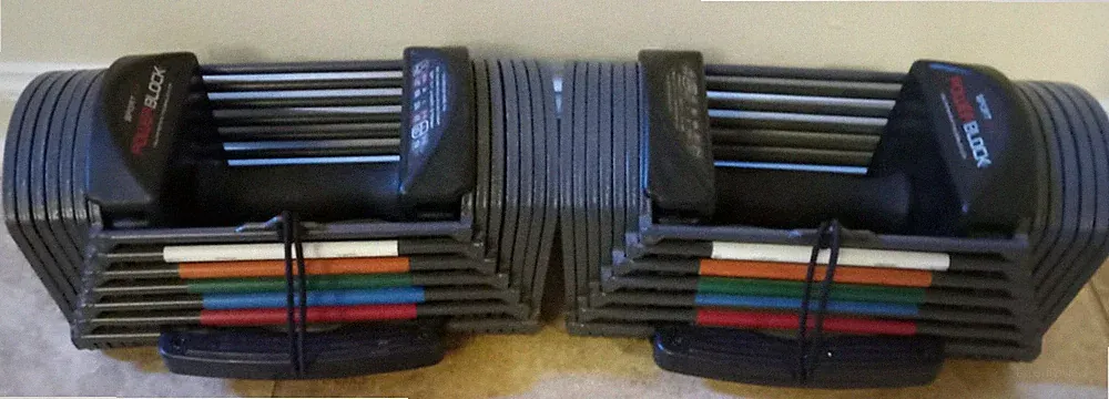 2 PowerBlock Sport 24 Dumbell Set 24 Pounds Each Adjustable Weights GREAT SHAPE!