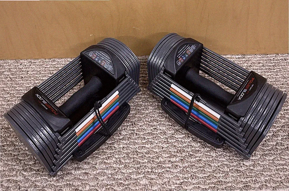2 PowerBlock Sport 24 Dumbell Set 24 Pounds Each Adjustable Weights GREAT SHAPE!