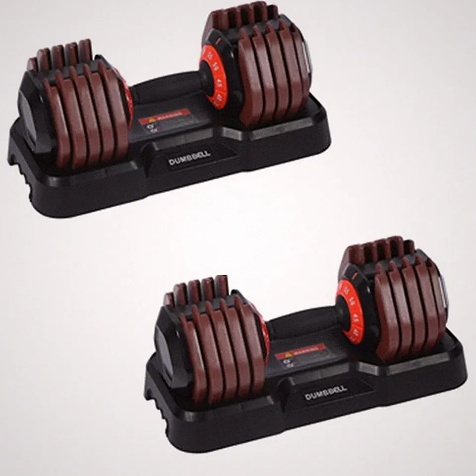 2 Sets 55 lbs Adjustable 10-in-1 Weight Training dumbbells, Brown - Pickup Only
