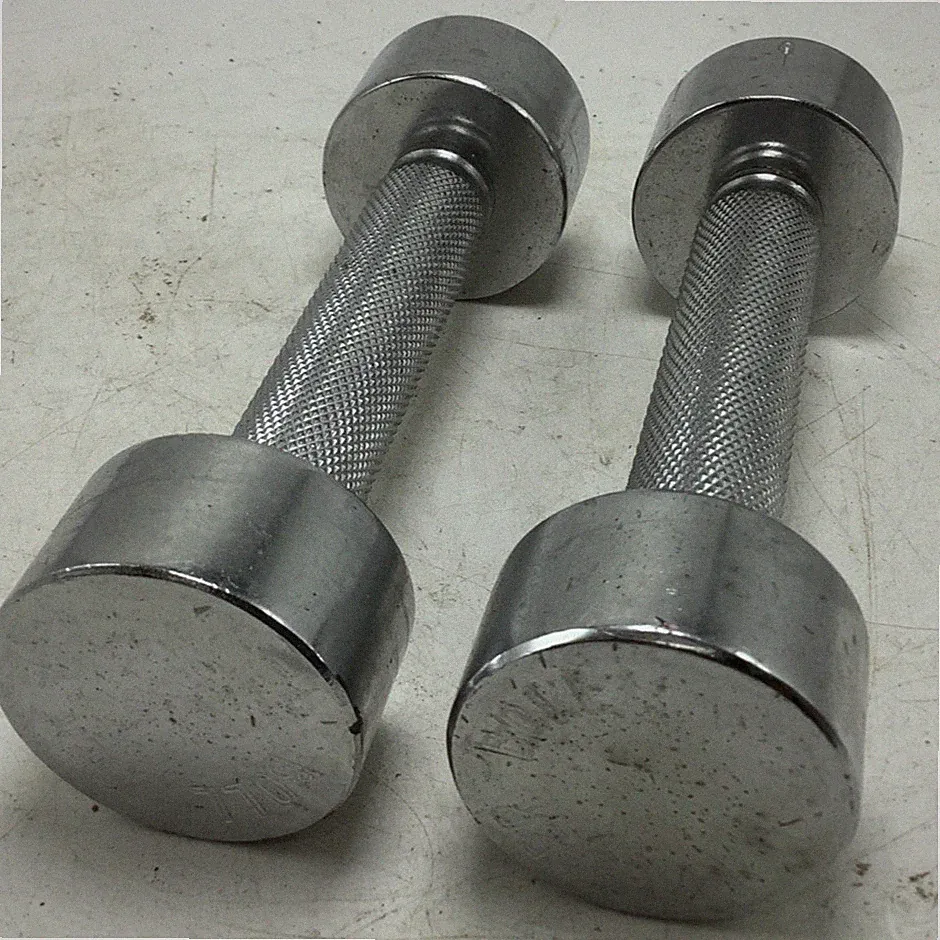 2)Vintage 3 lb Bollinger Chrome Dumbbell w/ Screw on Adjustable Weights Barbell