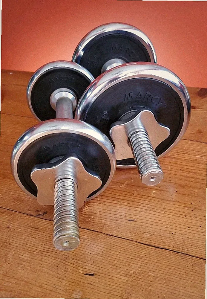 2 Vintage Marcy Chrome Barbells/Dumbbells 10Lb And 5Lb Weight Lifting Workout