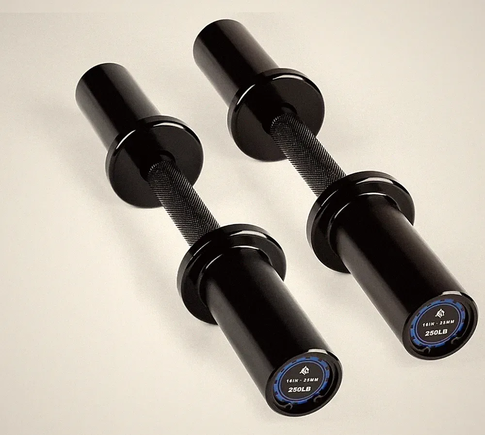 2 X 16" Loadable Dumbbell Handles Pair Olympic Bar 2 Inch Plates Spring Collars