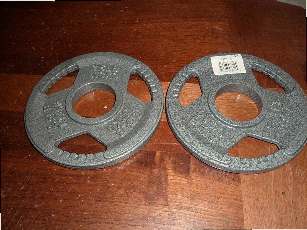 2 X 2.5 Pound Grey Metal Barbell Weights 1.13 KG