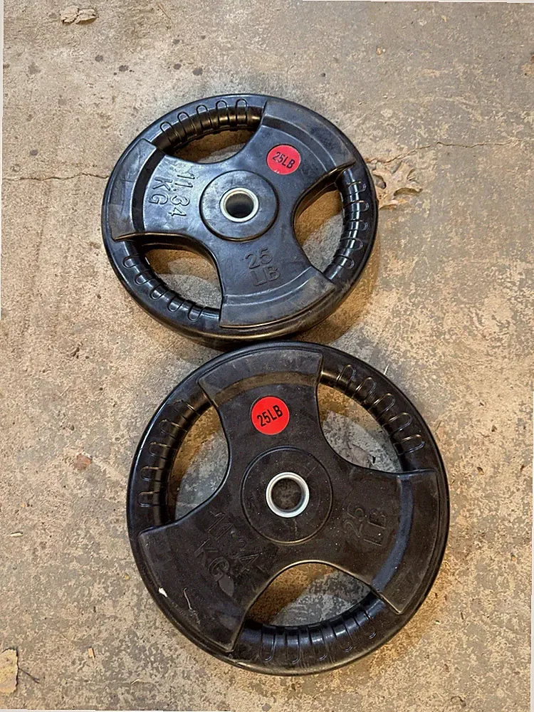 2 X 25lb 1" Hole Rubber Standard Weight Plates 50lbs Total