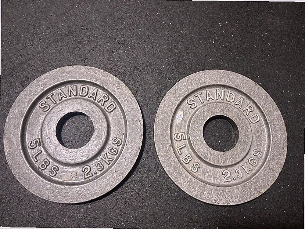 2 X 5LB OLYMPIC WEIGHTS VINTAGE STANDARD CHANGE PLATES 10LBS TOTAL SIMILAR ROGUE